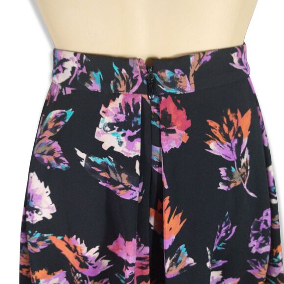 Women’s Plus Size 1X Floral A-Line Skirt–Black High Waist Knee Length - Picture 5 of 8